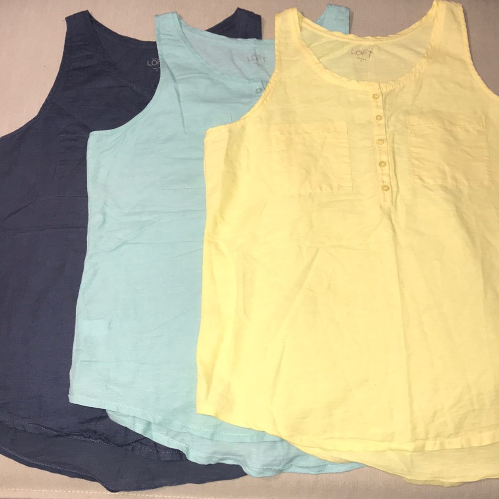 Ann Taylor Loft NWOT button double pocket tank szM